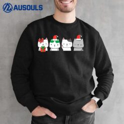 Kawaii Cat Christmas Cute Santa Hat Kittens Kitty X Mas Sweatshirt