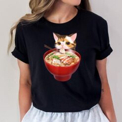 Kawaii Cat Eating Ramen Anime Otaku Japanese Men Women T-Shirt
