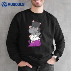 Kawaii Cat Pile Anime  - Asexual Pride Flag Kittens Sweatshirt