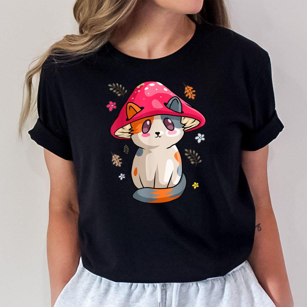 Kawaii Kitty Cat Mushroom Cute Toadstool Aesthetic Mushroom Unisex T-Shirt