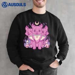 Kawaii Pastel Goth Cute Creepy 3 Headed Dog Anime Skull Moon Sweatshirt