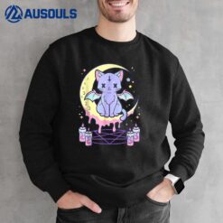 Kawaii Pastel Goth Cute Creepy Black Cat Sweatshirt