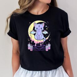 Kawaii Pastel Goth Cute Creepy Black Cat T-Shirt