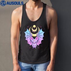 Kawaii Pastel Goth Cute Creepy Crescent Moon Bat Tank Top