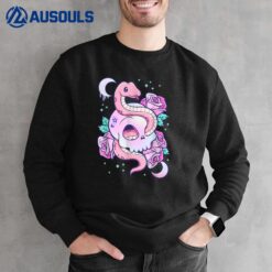 Kawaii Pastel Goth Cute Creepy Skull Serpent Snake Roses Sweatshirt