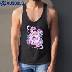 Kawaii Pastel Goth Cute Creepy Skull Serpent Snake Roses Tank Top