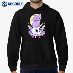 Kawaii Pastel Goth Cute Creepy Witchy Cat and Skull Hoodie