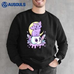 Kawaii Pastel Goth Cute Creepy Witchy Cat and Skull Sweatshirt