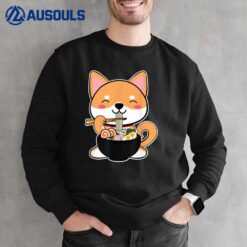 Kawaii Shiba Inu Eating Ramen  Cute Japanese Anime Dog Gift Sweatshirt