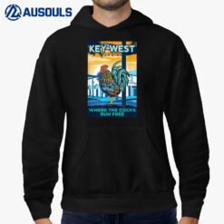 Key West Florida Rooster Funny Where The Chicken Run Free Hoodie