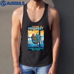 Key West Florida Rooster Funny Where The Chicken Run Free Tank Top