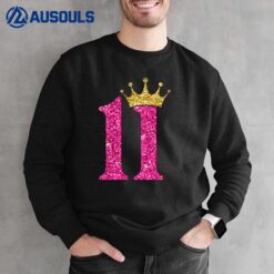 Kids 11 Year Old Gifts 11th Birthday Girl Golden Crown Party Sweatshirt