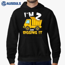 Kids 2 Year Old Cute Construction Truck Birthday 2nd Boys Toddler Hoodie