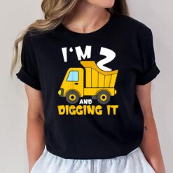 Kids 2 Year Old Cute Construction Truck Birthday 2nd Boys Toddler T-Shirt