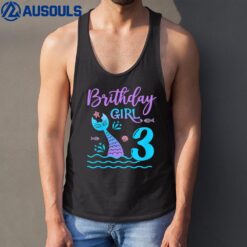 Kids 3 Year Old Gift Mermaid tail 3rd Birthday Girl Daughter Tank Top