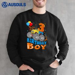 Kids 3 Year Old Gifts 3rd Birthday Boy Son Monster Truck Party Sweatshirt
