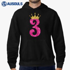 Kids 3 Year Old Gifts 3rd Birthday Girl Golden Crown Party Hoodie