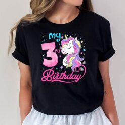 Kids 3 Years Old Unicorn Face 3rd Birthday Girl Unicorn Party T-Shirt