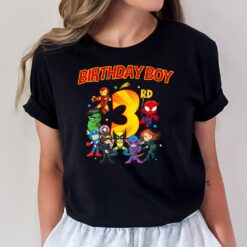Kids 3rd Third Birthday Boy  Superhero Super Hero Party T-Shirt