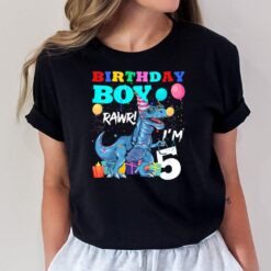 Kids 5 Year Old Gift 5th Birthday Boy 5th Birthday T Rex Dinosaur T-Shirt