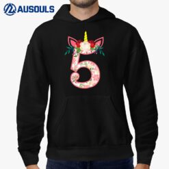 Kids 5 Year Old Gifts 5th Birthday Girls Unicorn Face Flower Hoodie