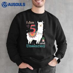 Kids 5th Birthday I Am 5 Years Old And Llamazing Llama Girl ns Sweatshirt