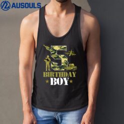 Kids 5th Birthday Military Themed Camo Boys 5 Yrs Old Soldier Tank Top