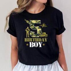 Kids 5th Birthday Military Themed Camo Boys 5 Yrs Old Soldier T-Shirt