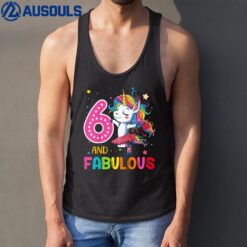 Kids 6 Year Old Gifts 6 And Fabulous Unicorn Rainbow 6th Birthday Tank Top