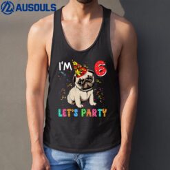 Kids 6 Year Old Gifts 6th Birthday Boys Let's Party Pug Dog Tank Top