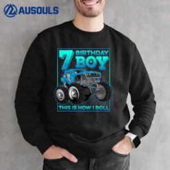 Kids 7 Year Old  7th Birthday Boys Kids Monster Truck Car Sweatshirt