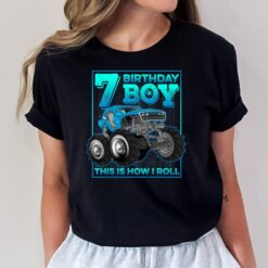 Kids 7 Year Old  7th Birthday Boys Kids Monster Truck Car T-Shirt