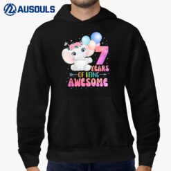 Kids 7 Years Of Being Awesome Cute Elephant 7th Birthday Girl Hoodie