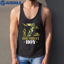 Kids 7th Birthday Military Themed Camo Boys 7 Yrs Old Soldier Tank Top