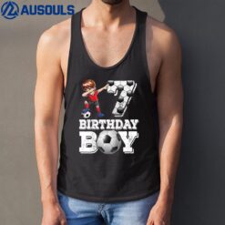 Kids 7 year old Gifts Dabbing boy Soccer Player 7th birthday Boy Tank Top