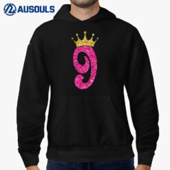 Kids 9 Year Old Gifts 9th Birthday Girl Golden Crown Party Hoodie