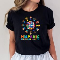 Kids Around Globe Hispanic Flags Heritage Month Boys Girls T-Shirt