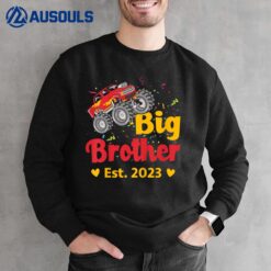 Kids Big Brother Est. 2023 Monster Truck Baby Announcement Sweatshirt