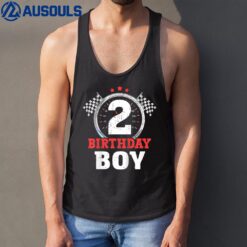 Kids Birthday Boy 2 Two Race Car 2nd Birthday Racing Car Driver Tank Top