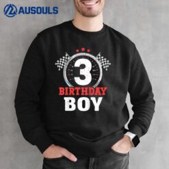 Kids Birthday Boy 3 Three Race Car 3rd Birthday Racing Car Driver Sweatshirt