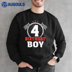 Kids Birthday Boy 4 Four Race Car 4th Birthday Racing Car Driver Sweatshirt