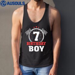 Kids Birthday Boy 7 Race Car 7th Birthday Racing Car Driver Tank Top