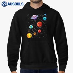 Kids Colorful Solar System Cute Anime Planets Space Hoodie