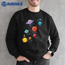 Kids Colorful Solar System Cute Anime Planets Space Sweatshirt