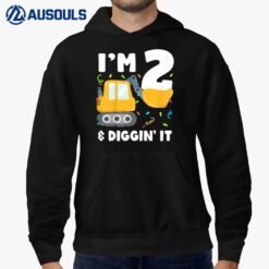 Kids Construction Truck 2nd Birthday Boy 2 Two Year Old Excavator Hoodie