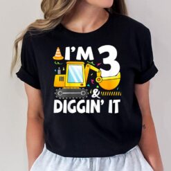 Kids Construction Truck 3rd Birthday Boy 3 Three Excavator Digger T-Shirt