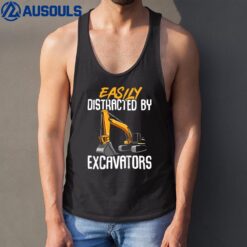 Kids Construction Vehicle Boys Easily Distracted By Excavators Tank Top