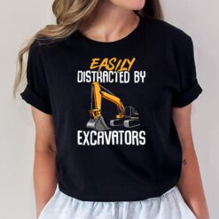 Kids Construction Vehicle Boys Easily Distracted By Excavators T-Shirt