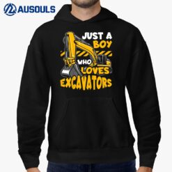 Kids Construction Vehicle Just A Boy Who Loves Excavators Hoodie
