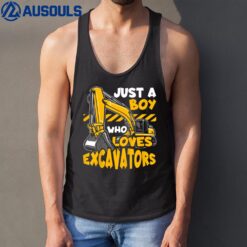 Kids Construction Vehicle Just A Boy Who Loves Excavators Tank Top